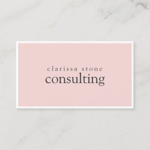 Elegant minimal pink white border consulting business card