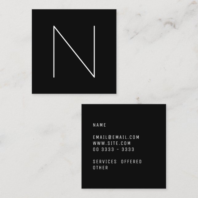 Elegant Minimal Plain Professional Black Square Business Card (Front/Back)