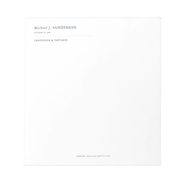 Elegant minimal professional lawyer legal office notepad (Front)