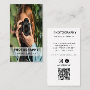 Elegant Minimal QR Code Full Photo Business Card