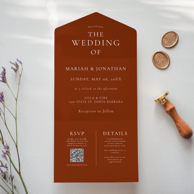 Elegant Minimal Red All In One Wedding Invitation (Creator Uploaded)