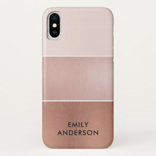 ELEGANT MINIMAL ROSE GOLD BLUSH PINK COPPER STRIPS iPhone X CASE