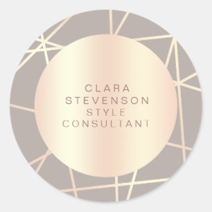 Elegant minimal rose gold geometric classic round sticker