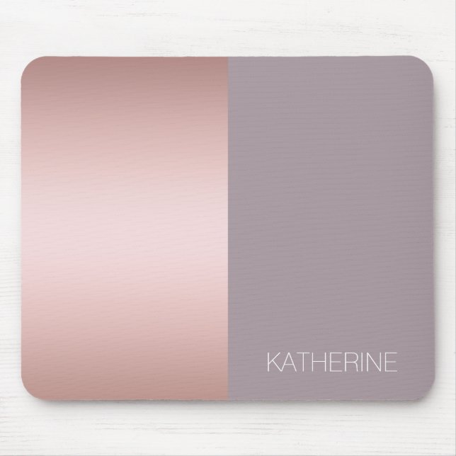 Elegant & minimal rose gold & purple colour block mouse pad (Front)