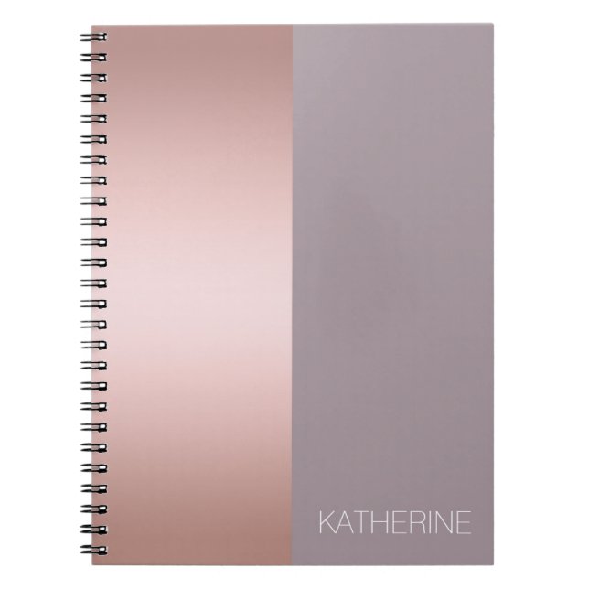 Elegant & minimal rose gold & purple colour block notebook (Front)