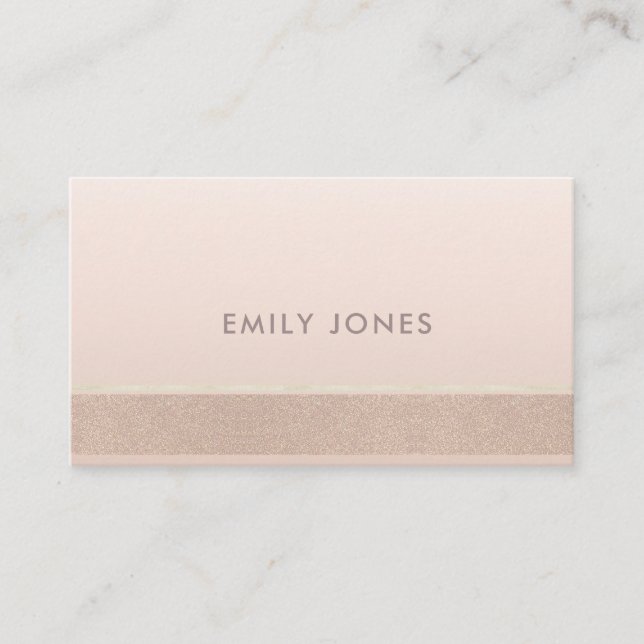 ELEGANT MINIMAL ROSE GOLD SHIMMER BUSINESS CARD (Front)