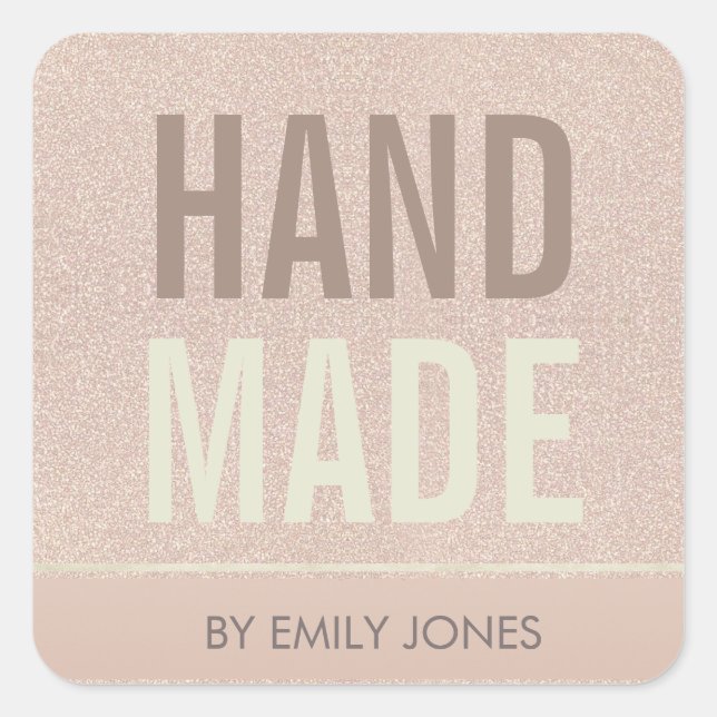 ELEGANT MINIMAL ROSE GOLD SHIMMER HANDMADE SQUARE STICKER (Front)