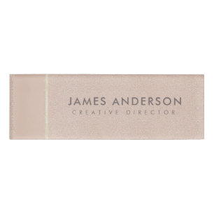 ELEGANT MINIMAL ROSE GOLD SHIMMER PERSONALIZED NAME TAG