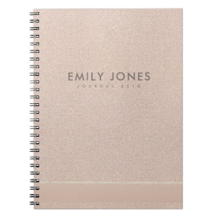 ELEGANT MINIMAL ROSE GOLD SHIMMER PERSONALIZED NOTEBOOK