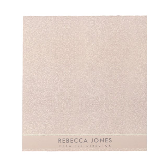 ELEGANT MINIMAL ROSE GOLD SHIMMER PERSONALIZED NOTEPAD (Front)
