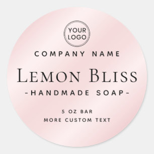 Elegant minimal round light pink product label