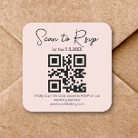 elegant minimal rsvp qr code wedding pink chic square sticker<br><div class="desc">This is a description of a square sticker that has an elegant and minimal design. The sticker features a QR code that can be used for RSVP purposes for a wedding. The colour scheme is pink and black</div>