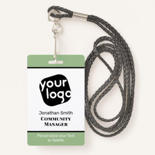 Elegant Minimal Sage Green Custom Staff ID Badge