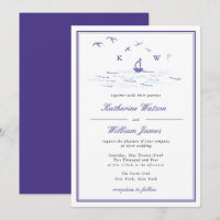 Elegant Minimal Sailboat Print Yacht Club Wedding