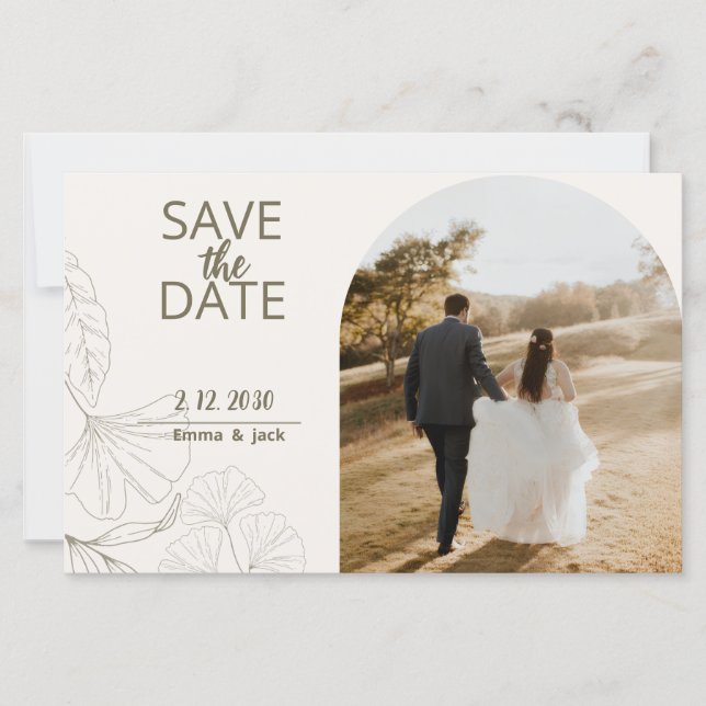 Elegant Minimal Save the Date Card (Front)