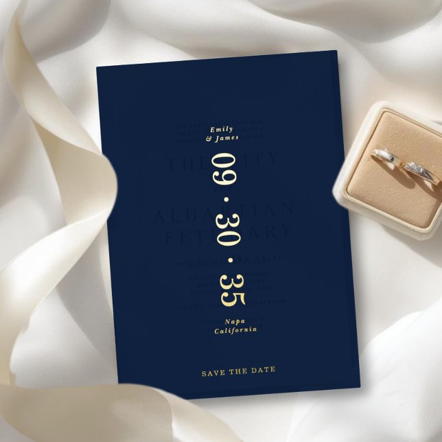 Elegant Minimal Save the Date Dark Blue Sapphire (Creator Uploaded)