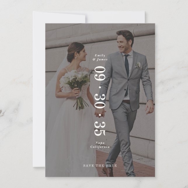 Elegant Minimal Save the Date Double Sided Photo (Front)