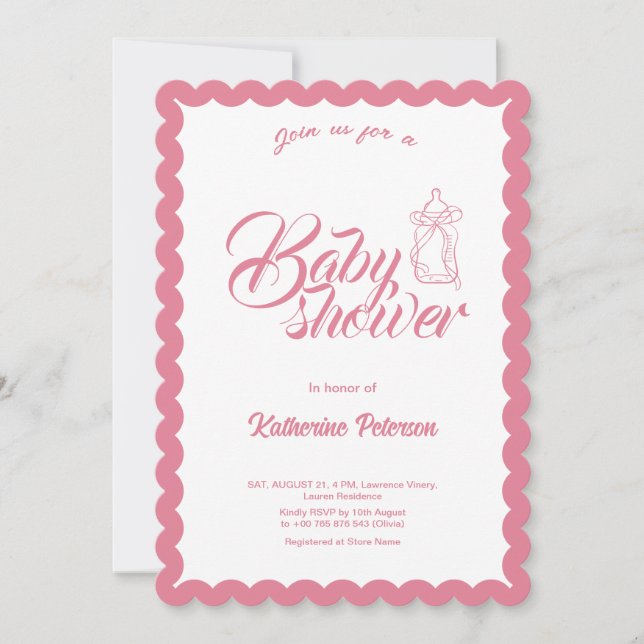 Elegant Minimal Scalloped Baby Shower Invitation (Front)
