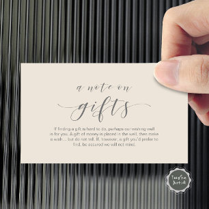 Elegant Minimal script, A note on gifts Enclosure Card