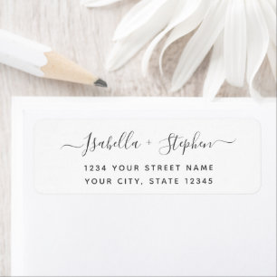 Elegant Minimal Script Black White Return Address Label