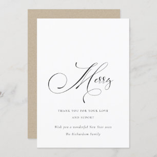 Elegant Minimal Script Merry Christmas Greeting Holiday Card
