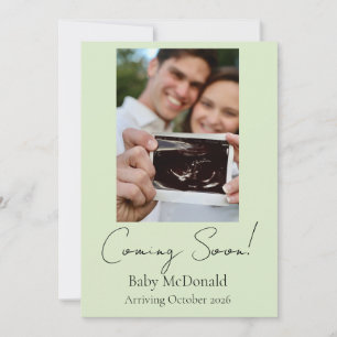 Elegant minimal script pregnancy announcement card