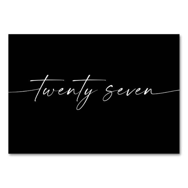 Elegant Minimal Script Table Cards Number 27 (Front)