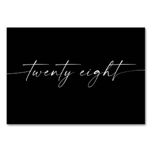 Elegant Minimal Script Table Cards Number 28