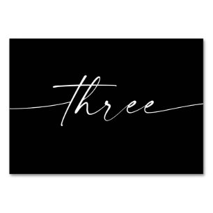 Elegant Minimal Script Table Cards Numbers Three