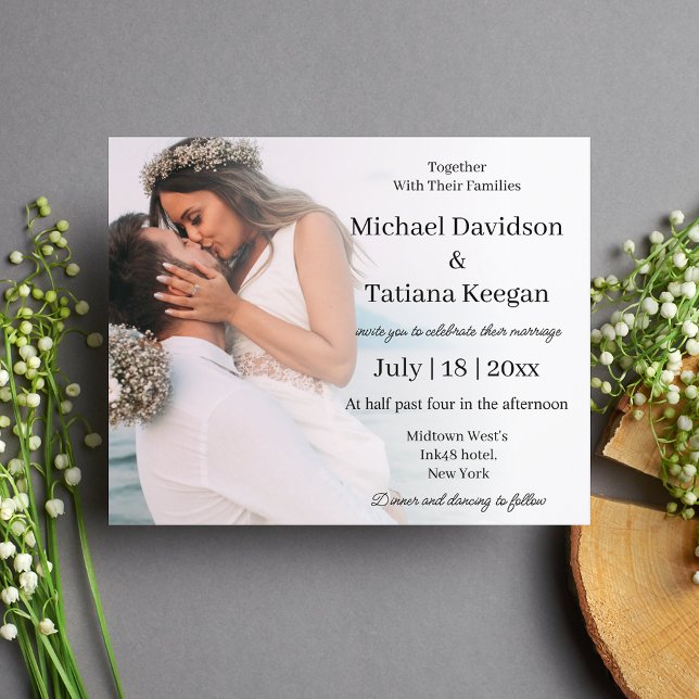 elegant minimal script wedding photo invitation  (Creator Uploaded)