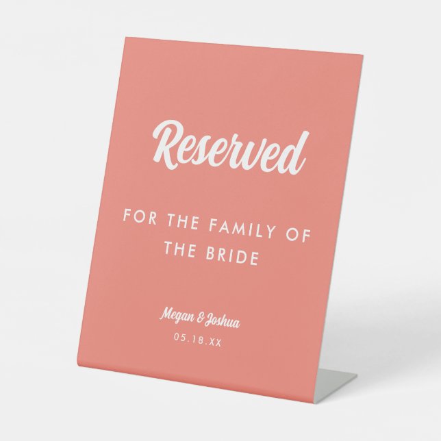 Elegant Minimal Script Wedding Reserved  Pedestal Sign (Front)