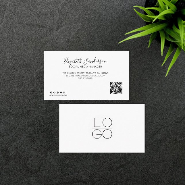 ELEGANT MINIMAL SCRIPT YOUR QR CODE Business Card (Creator Uploaded)