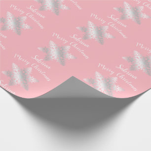 Elegant minimal silver Christmas snowflake pattern Wrapping Paper