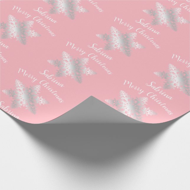 Elegant minimal silver Christmas snowflake pattern Wrapping Paper (Corner)
