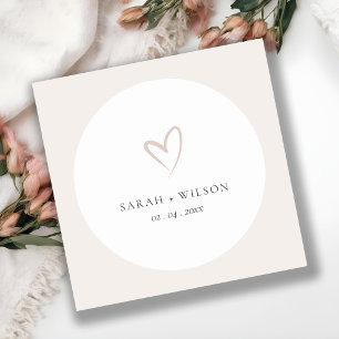 Elegant Minimal Simple Blush Pink Heart Wedding Classic Round Sticker