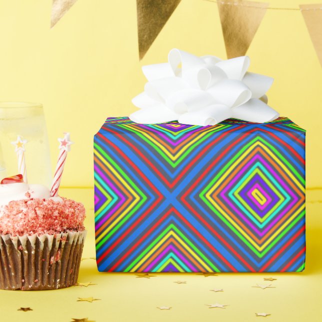 Elegant Minimal Simple Geometric square colourful Wrapping Paper (Birthday Party)