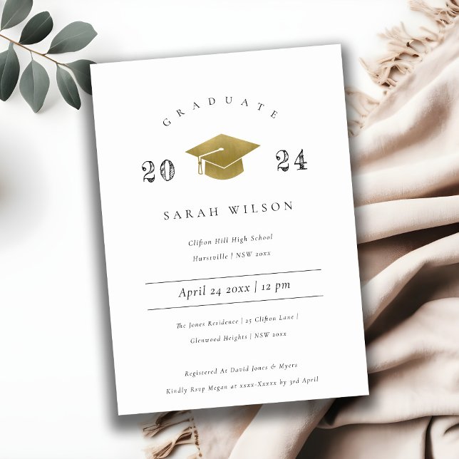 Elegant Minimal Simple Gold Foil Graduation Party Invitation (Creator Uploaded)