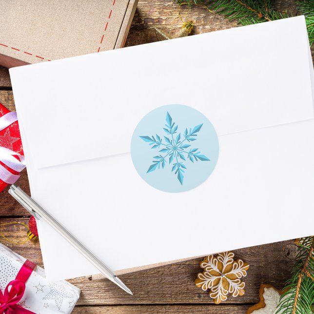 Elegant Minimal Simple Modern Christmas Snowflake Classic Round Sticker (Creator Uploaded)