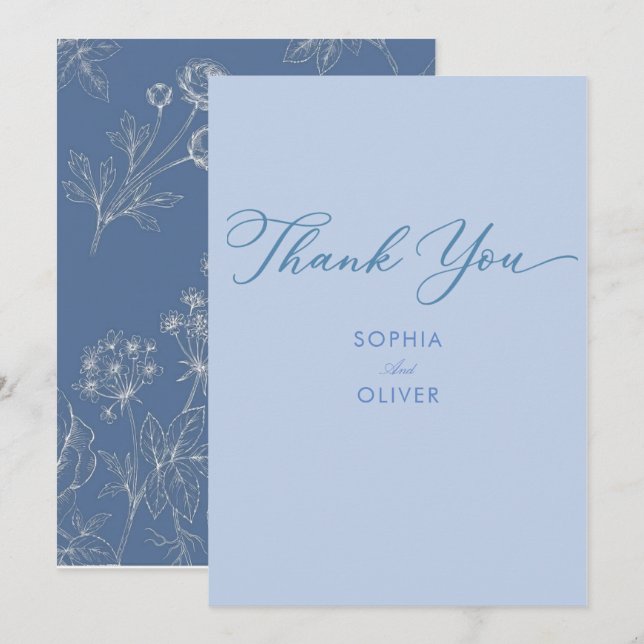 Elegant minimal simple wedding thank you card (Front/Back)