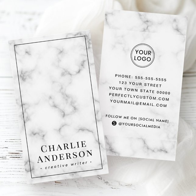 Elegant minimal social media marble business card (Elegant minimal social media marble business card)