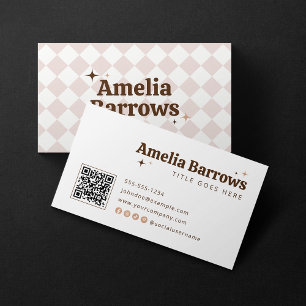 Elegant Minimal Sparkle Retro Typography QR Code Business Card