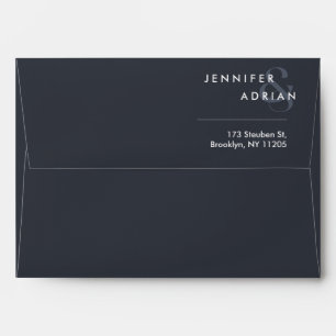 Elegant Minimal Squid Ink Modern Wedding Envelope