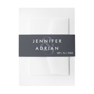 Elegant Minimal Squid Ink Modern Wedding Invitatio Invitation Belly Band