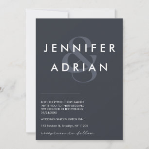 Elegant Minimal Squid Ink Modern Wedding  Invitation