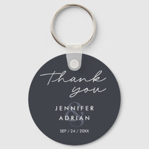 Elegant Minimal Squid Ink Modern Wedding keychain