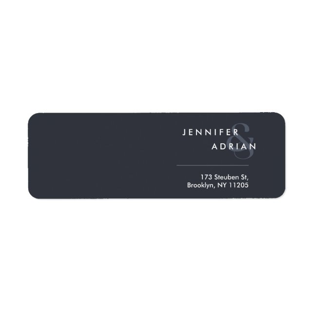Elegant Minimal Squid Ink Modern Wedding Return  Address Label (Front)