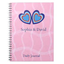 Elegant Minimal Stripes and Hearts Notebook
