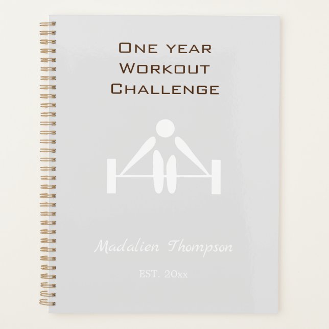 Elegant minimal stylish design fitness weight blue planner (Front)