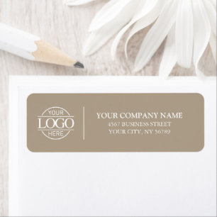 Elegant Minimal Taupe Business Logo Return Address Label