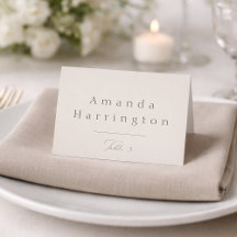 Elegant Minimal Taupe Wedding Place Card 